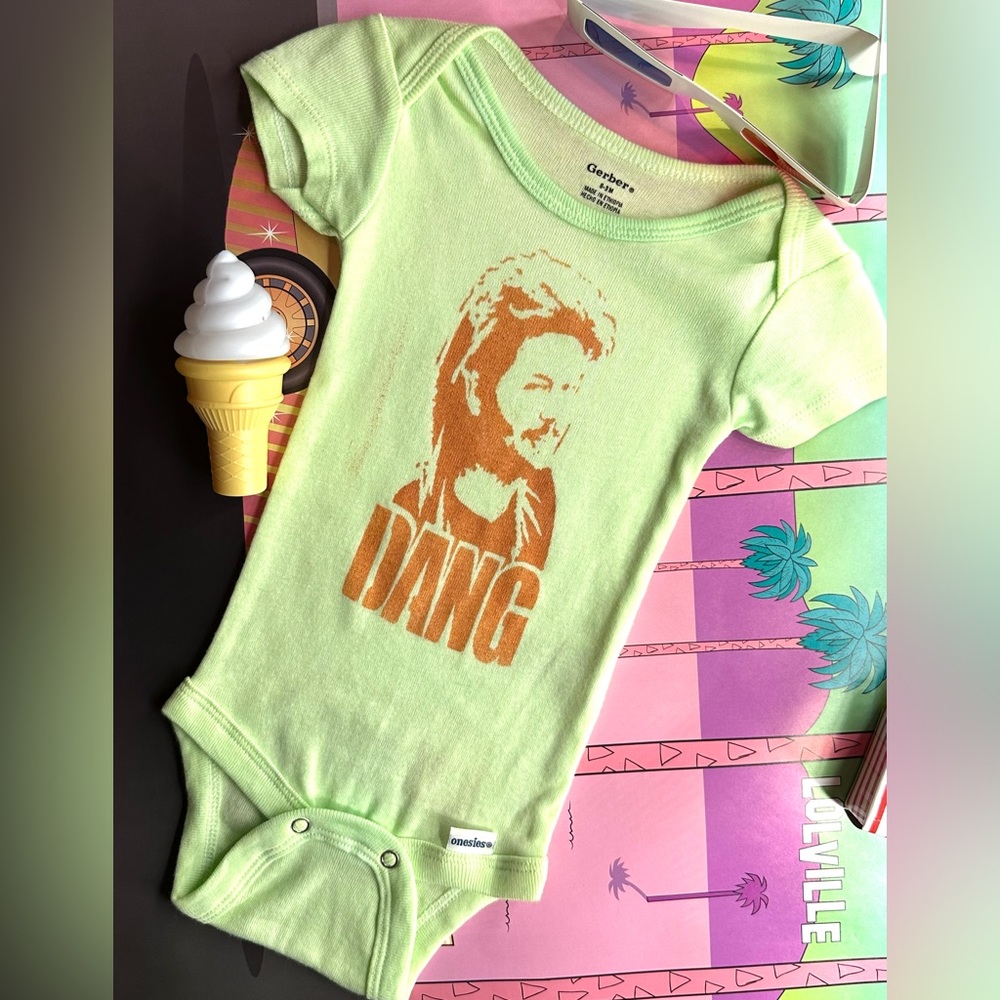 ⚡️DANG! JOE DIRT David Spade mullet hair funny poop baby onesie 0-3M